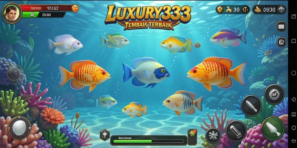 Tampilan gameplay seru dalam LUXURY333 yang menembak ikan.