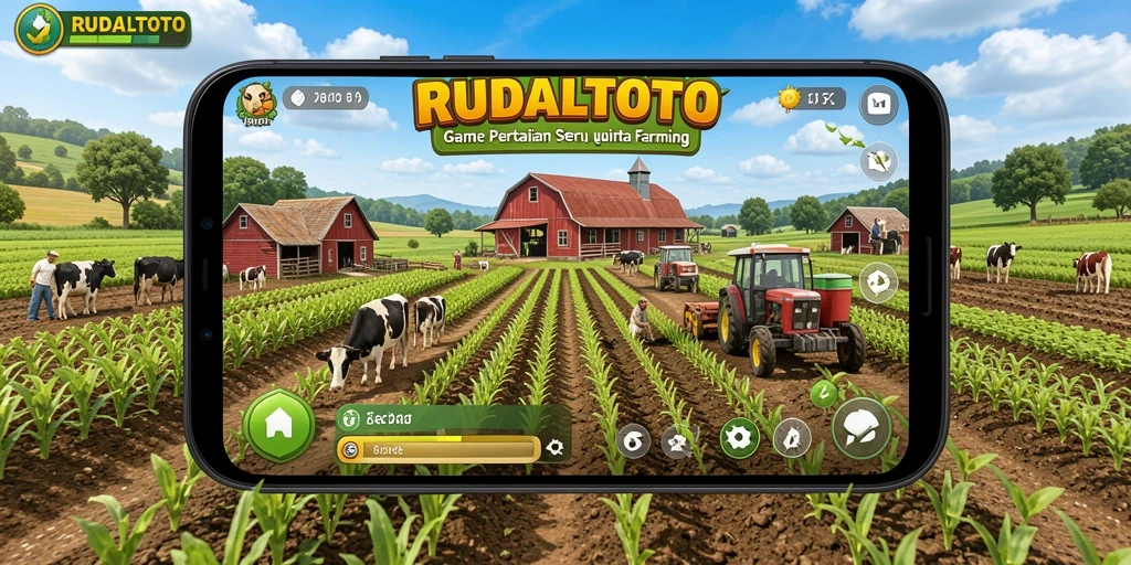 Gambaran gameplay seru di RUDALTOTO dengan pertanian yang menawan.